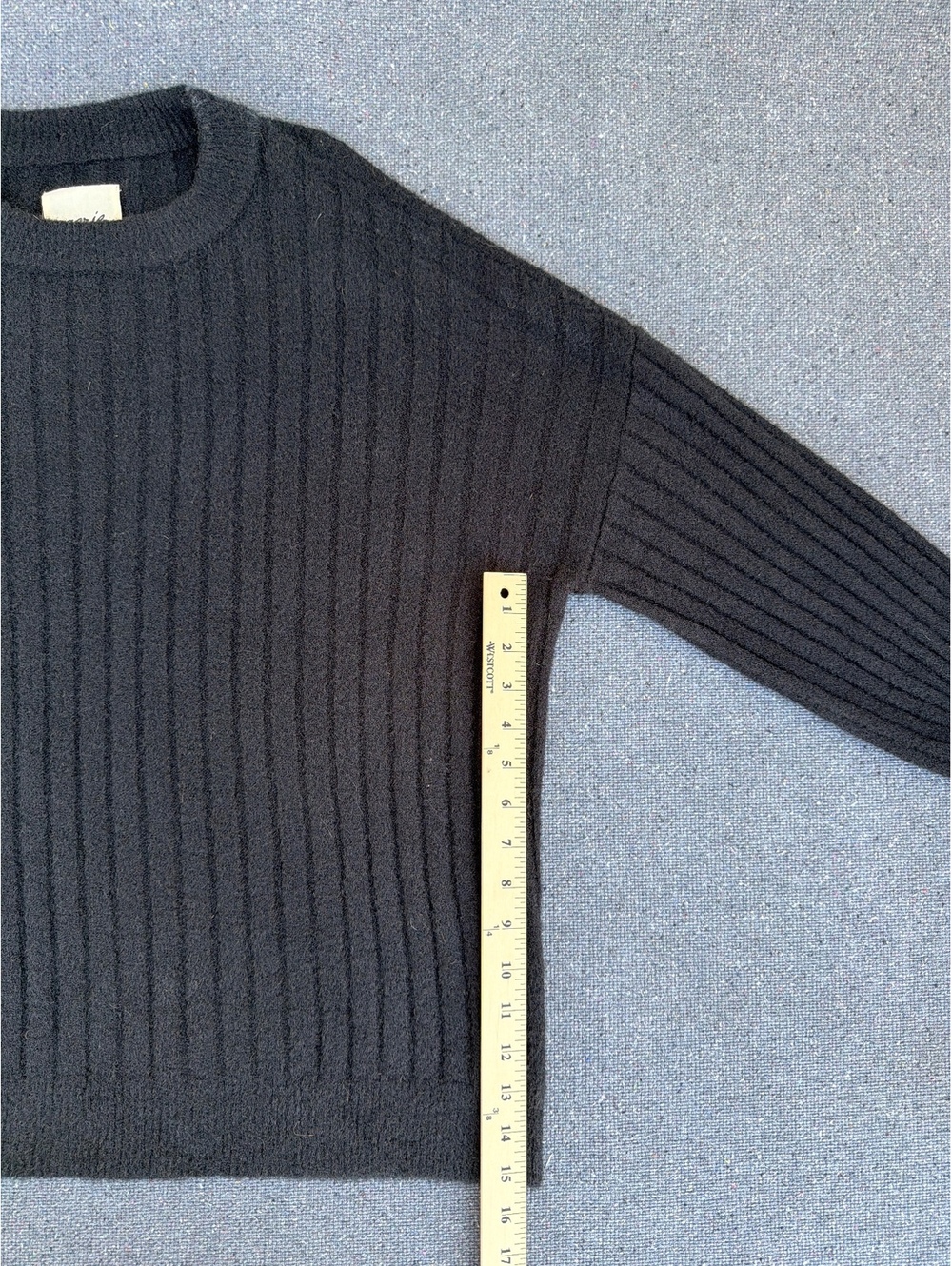 Aerie Women's S Black Ribbed Crew Neck Oversized Knit Sweater - Picture 4 of 8